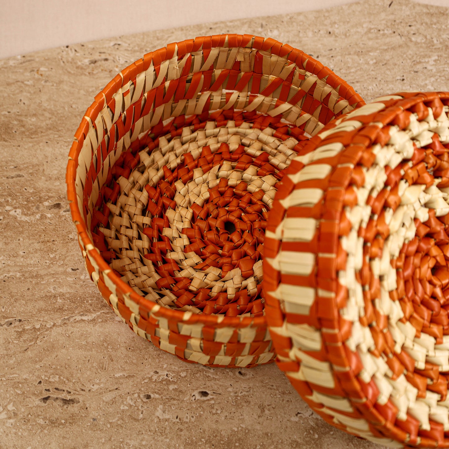 Greenkraft Handcrafted Palm Leaf Round Box (9 x 9 in) 10