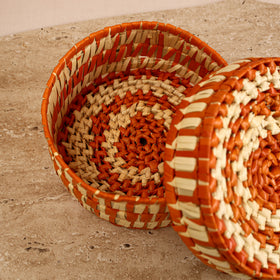 Greenkraft Handcrafted Palm Leaf Round Box (9 x 9 in) 10