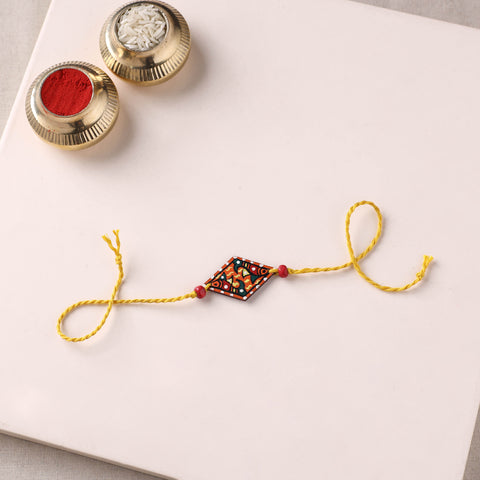 Mandala Art Handpainted Wooden Rakhi 27