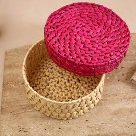 Greenkraft Handcrafted Palm Leaf Round Box (9 x 9 in) 11