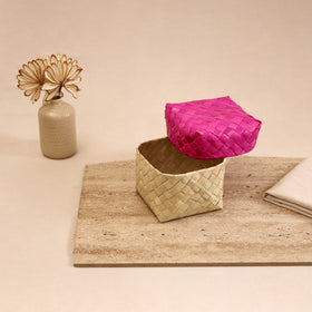 Greenkraft Handcrafted Palm Leaf Square Box (6 x 6 in) 09