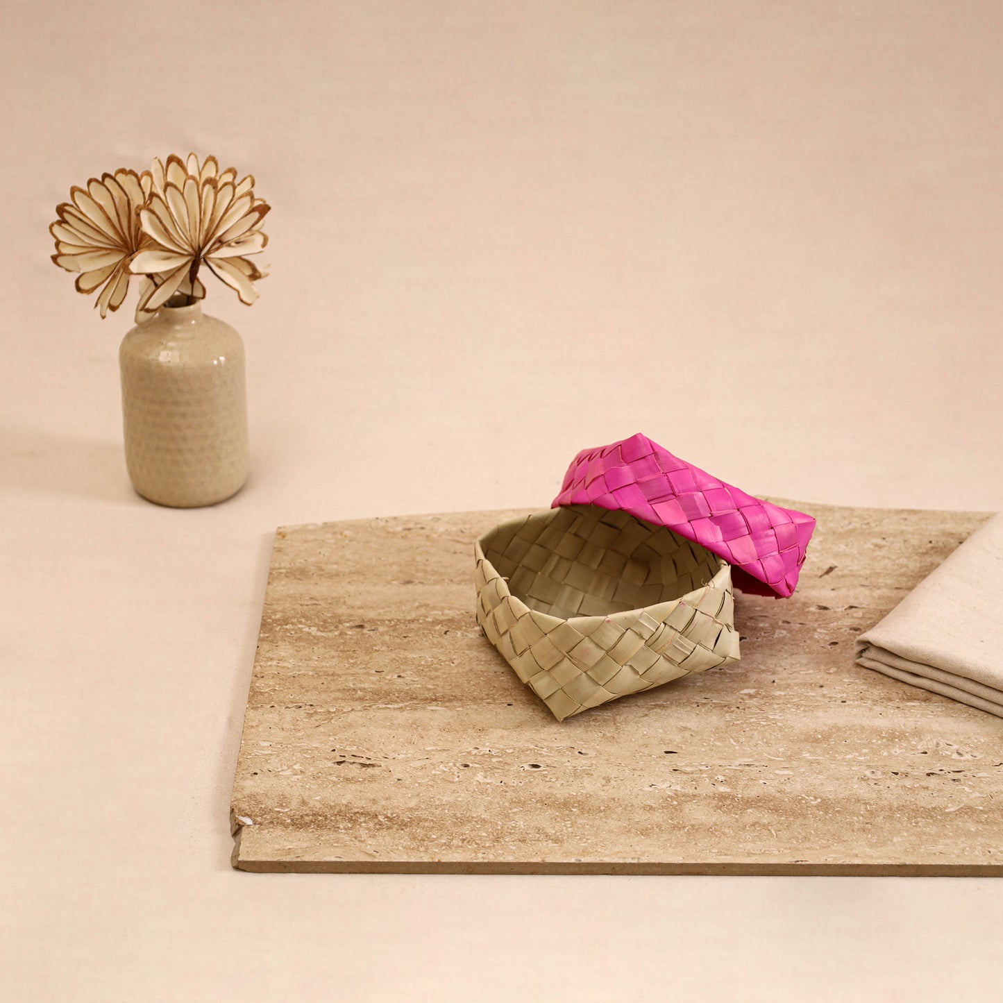 Greenkraft Handcrafted Palm Leaf Box (Small - 5 x 5 in) 16