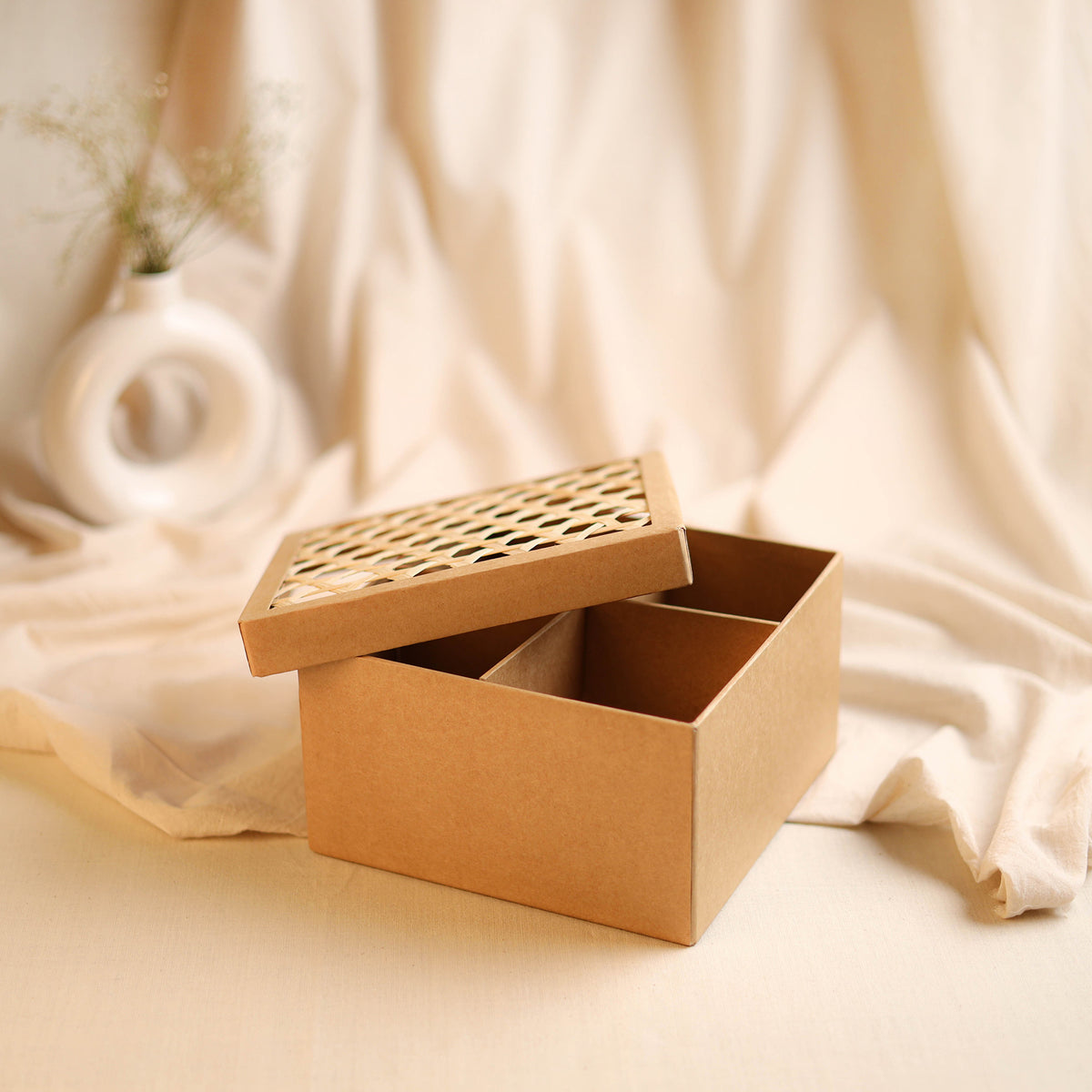 Greenkraft Handcrafted Cardboard Square Box with Bamboo Lid (8 x 8 in) 57