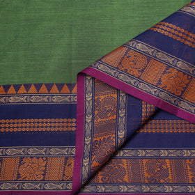 Green - Kanchipuram Buti Cotton Fabric with Thread Border 15