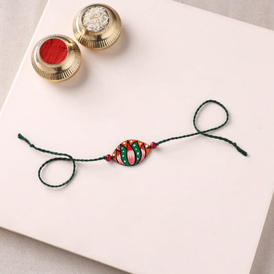 Mandala Art Handpainted Wooden Rakhi 32