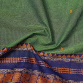 Green - Kanchipuram Buti Cotton Fabric with Thread Border 15