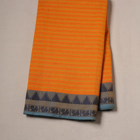 Orange - Kanchipuram Cotton Fabric with Thread Zari Border 01
