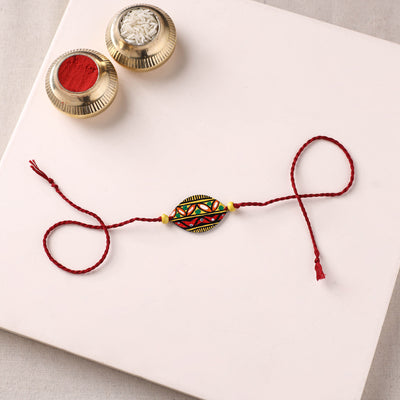 Mandala Art Handpainted Wooden Rakhi 34