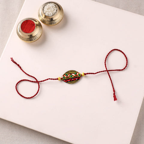 Mandala Art Handpainted Wooden Rakhi 34