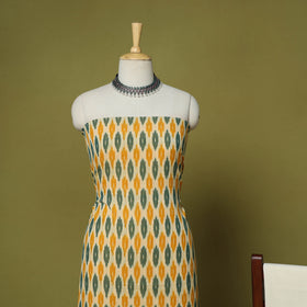 Yellow - 3pc handloom cotton unstitched pochampally ikat