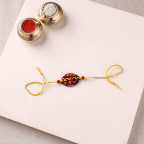 Mandala Art Handpainted Wooden Rakhi 40