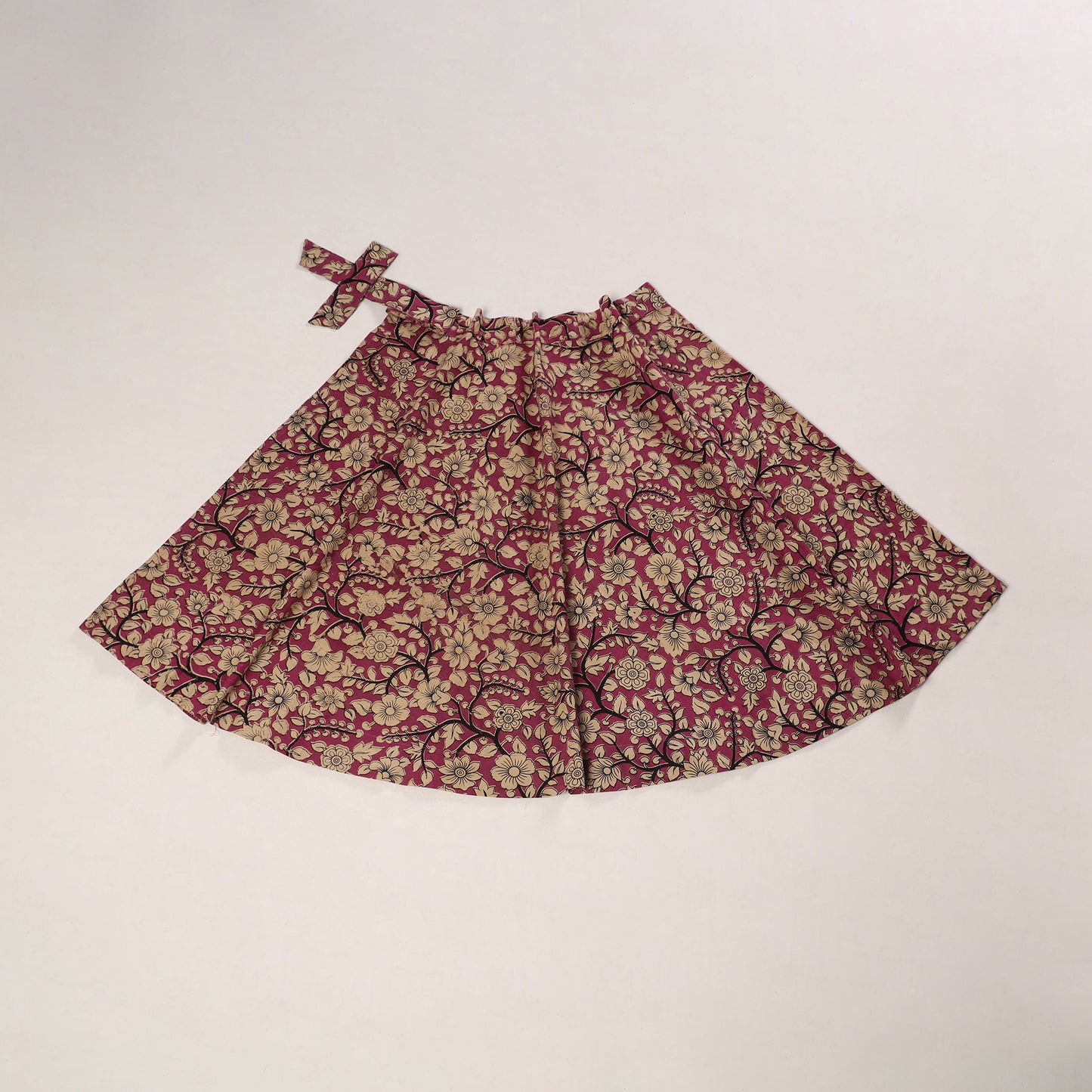 Pink - kalamkari cotton wrap around skirt 16 - handcrafted