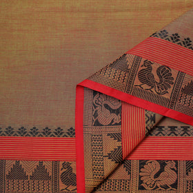 Brown - Kanchipuram Cotton Fabric with Thread Zari Border 06