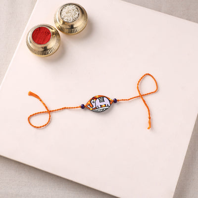 Mandala Art Handpainted Wooden Rakhi 44