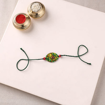 Mandala Art Handpainted Wooden Rakhi 45