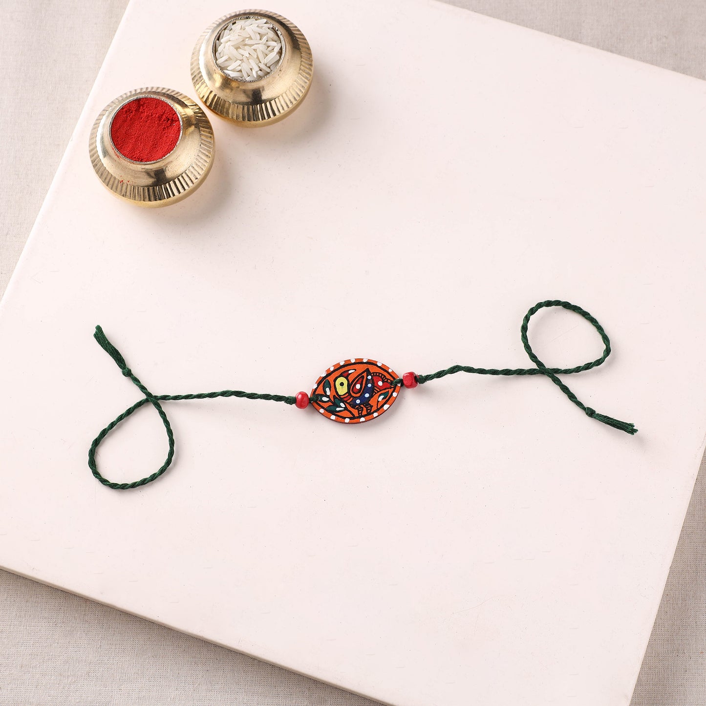 Mandala Art Handpainted Wooden Rakhi 46