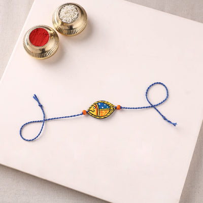 Mandala Art Handpainted Wooden Rakhi 47