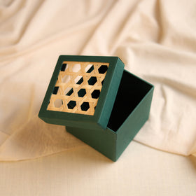 Greenkraft Handcrafted Cardboard Square Box with Bamboo Lid (4 x 4 in) 59