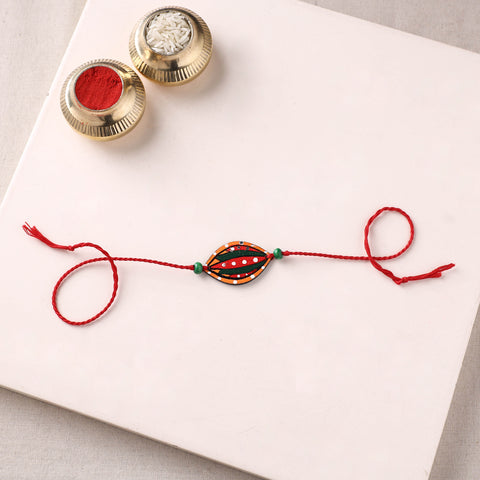Mandala Art Handpainted Wooden Rakhi 48
