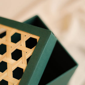 Greenkraft Handcrafted Cardboard Square Box with Bamboo Lid (4 x 4 in) 59