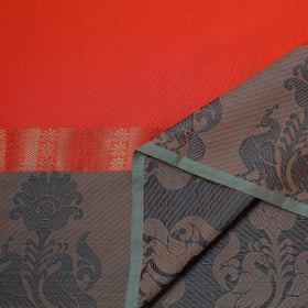 Orange - Kanchipuram Buti Cotton Fabric with Thread Border 09