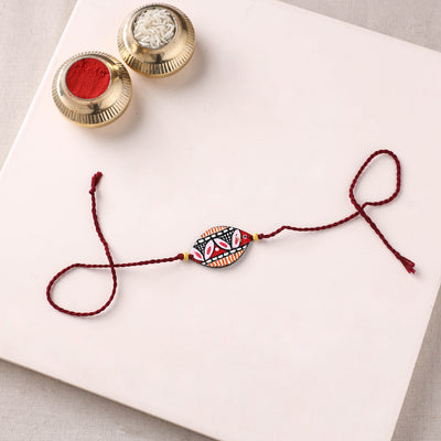 Mandala Art Handpainted Wooden Rakhi 49