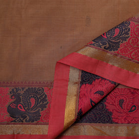 Brown - Kanchipuram Buti Cotton Fabric with Thread Border 10