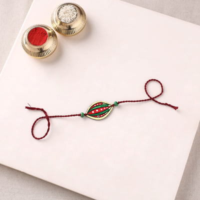 Mandala Art Handpainted Wooden Rakhi 50