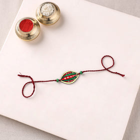 Mandala Art Handpainted Wooden Rakhi 50