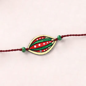 Mandala Art Handpainted Wooden Rakhi 50