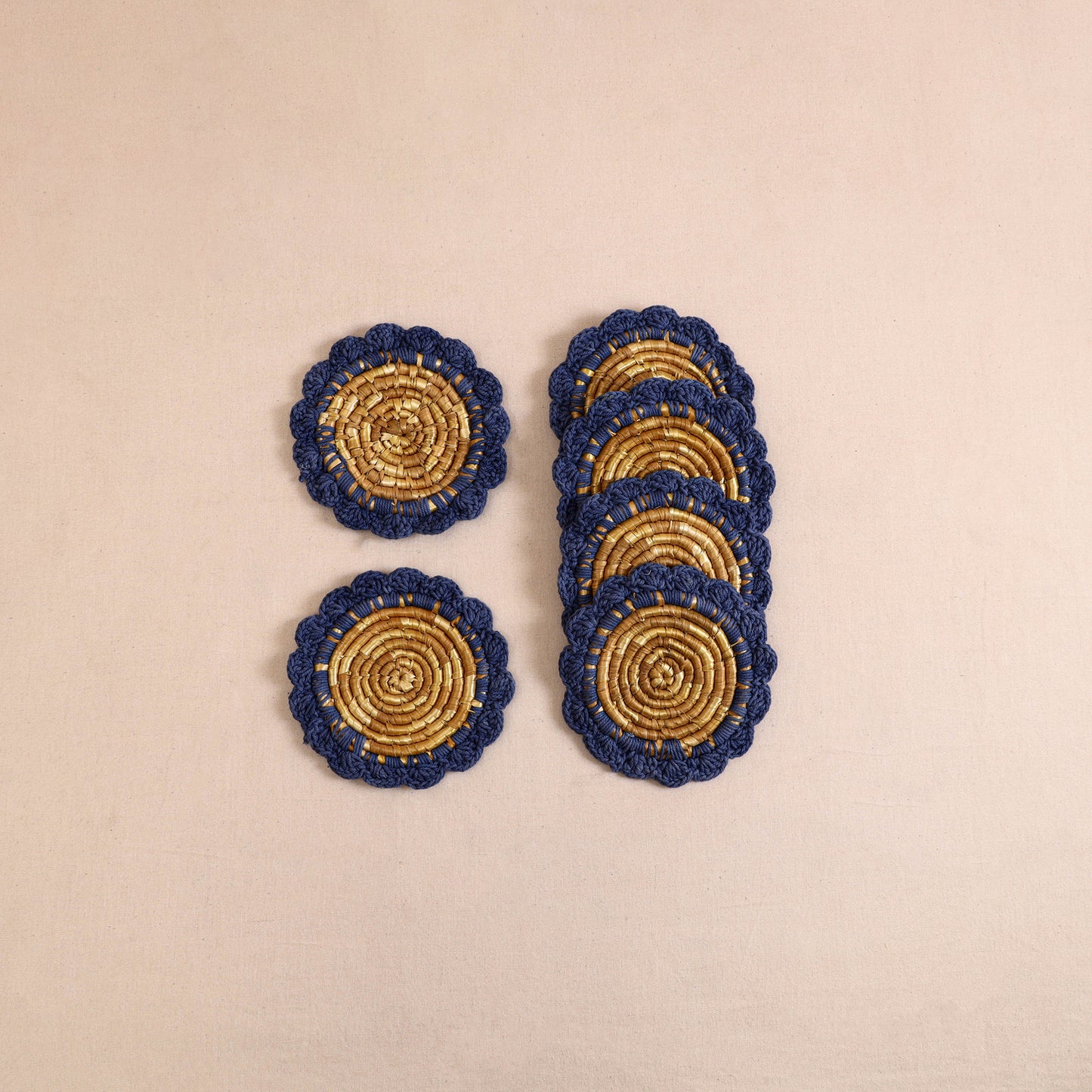 Handcrafted Crochet Work Eco-Friendly Wheat Grass Coasters (Set of 6) 05