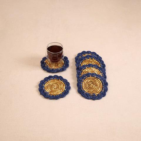 Handcrafted Crochet Work Eco-Friendly Wheat Grass Coasters (Set of 6) 05