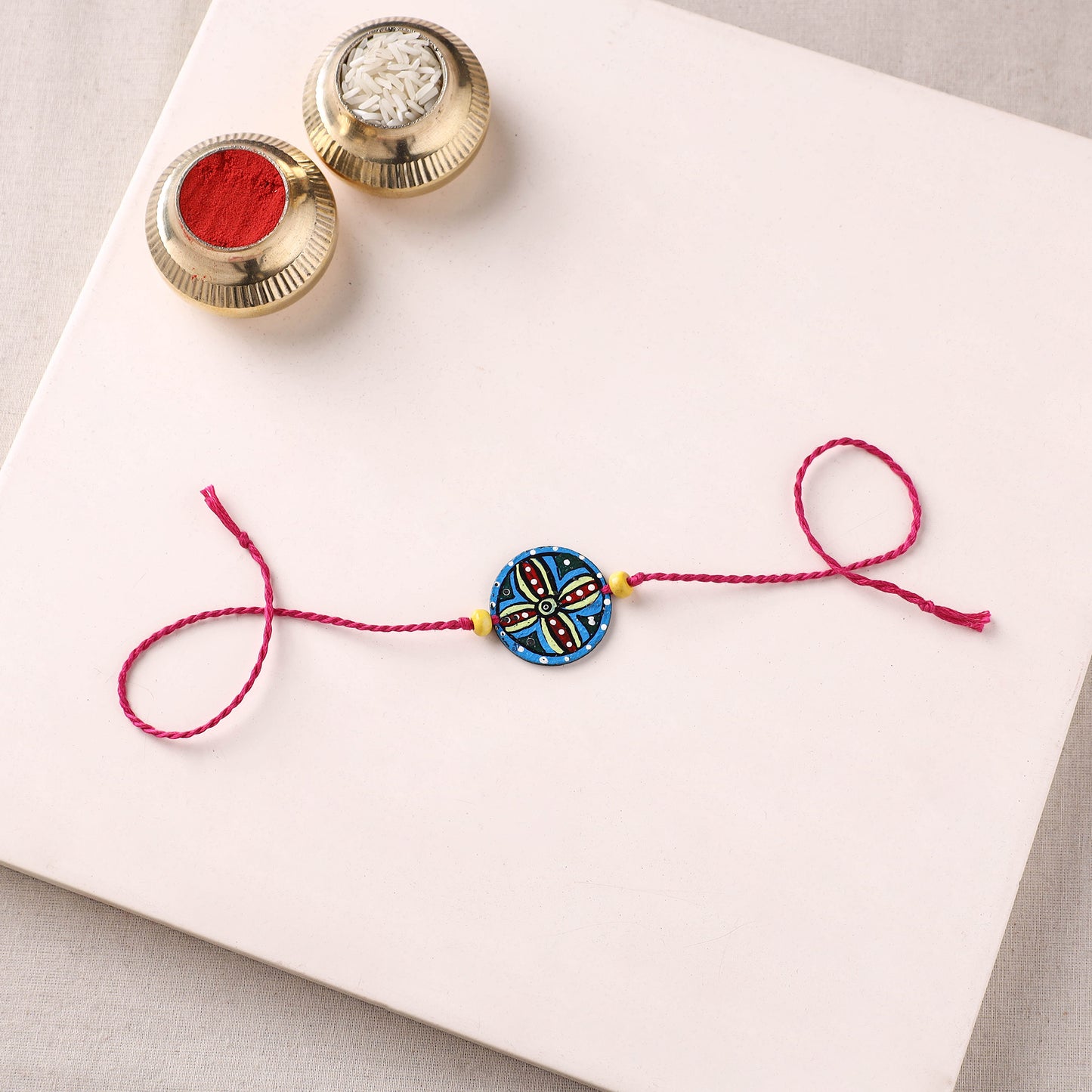 Mandala Art Handpainted Wooden Rakhi 55