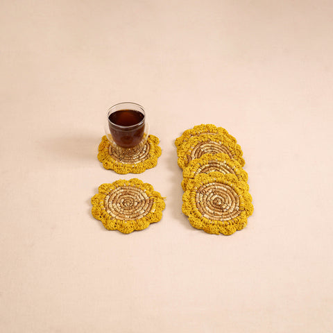 Handcrafted Crochet Work Eco-Friendly Wheat Grass Coasters (Set of 6) 01