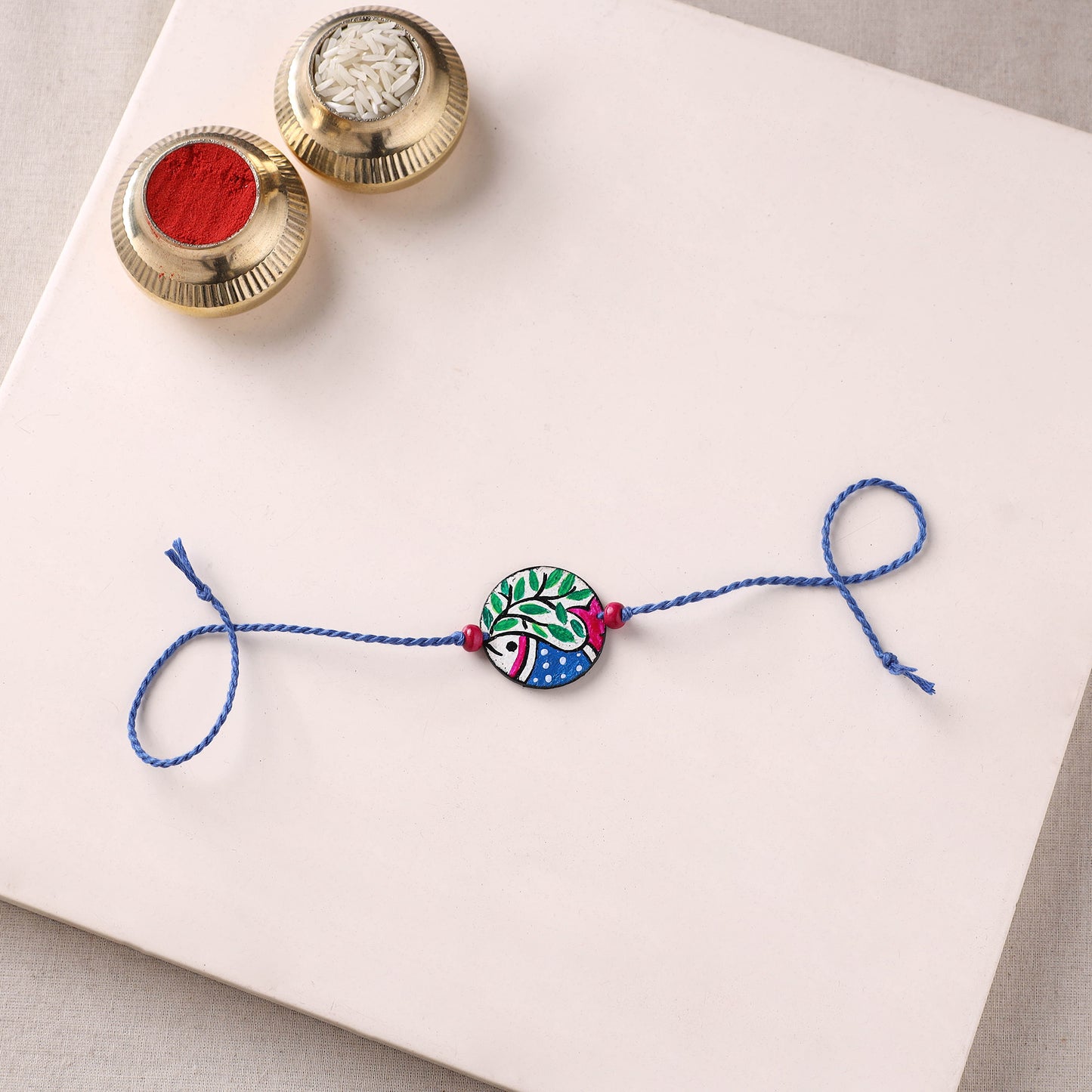 Mandala Art Handpainted Wooden Rakhi 56