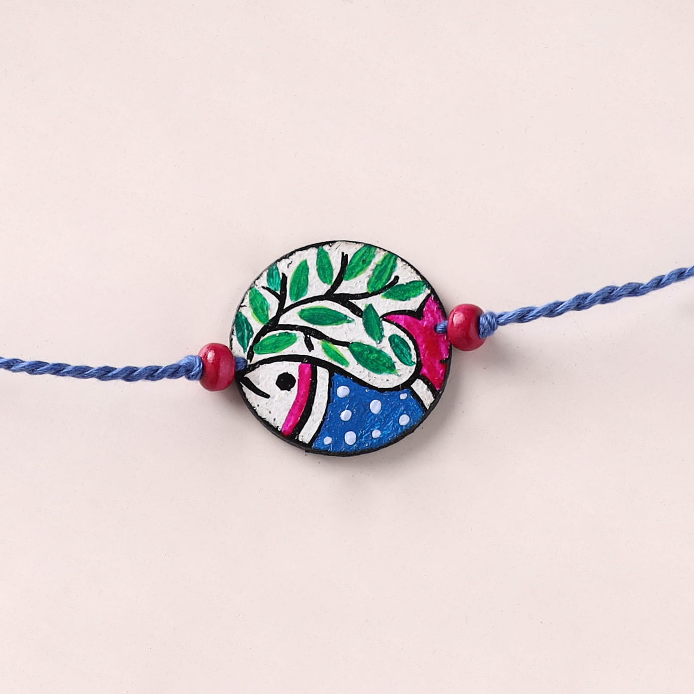 Mandala Art Handpainted Wooden Rakhi 56