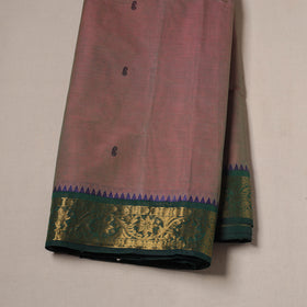 Brown - Kanchipuram Buti Cotton Fabric with Zari Border 13