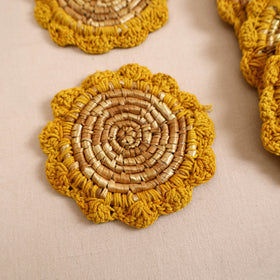 Handcrafted Crochet Work Eco-Friendly Wheat Grass Coasters (Set of 6) 01