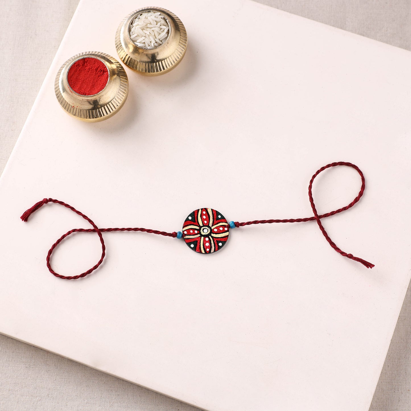Mandala Art Handpainted Wooden Rakhi 57