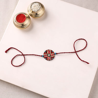 Mandala Art Handpainted Wooden Rakhi 57