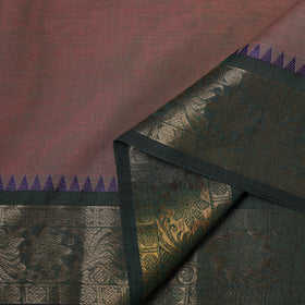 Brown - Kanchipuram Buti Cotton Fabric with Zari Border 13