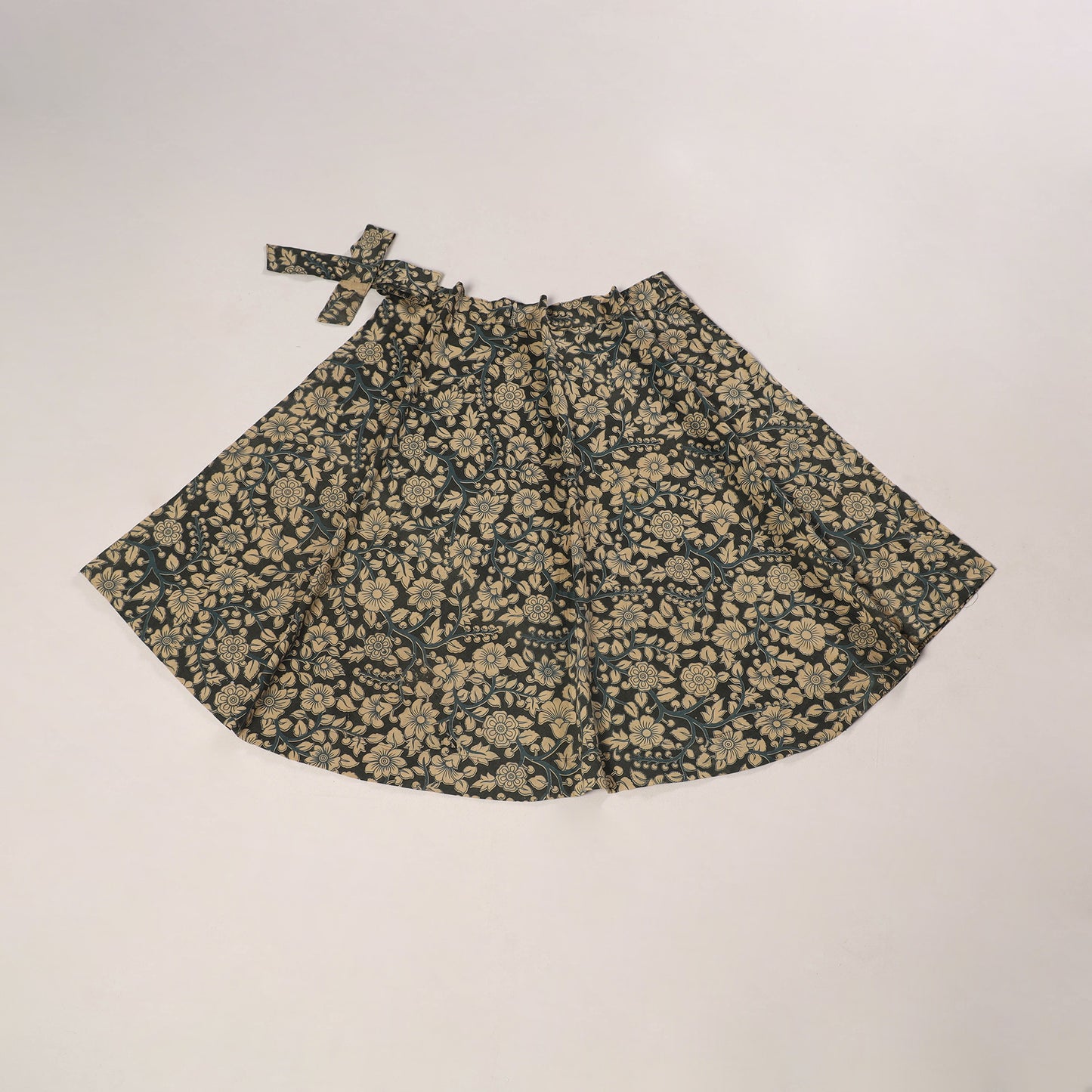 Grey - kalamkari cotton wrap around skirt 02 - handcrafted