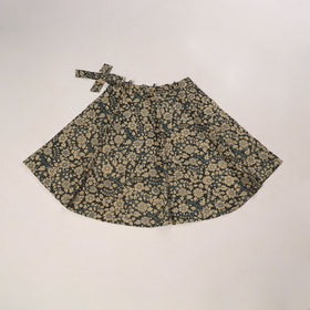 Grey - kalamkari cotton wrap around skirt 02 - handcrafted
