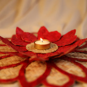 Greenkraft Handcrafted Bamboo Rangoli with Lotus Tealight Candle Holder 16