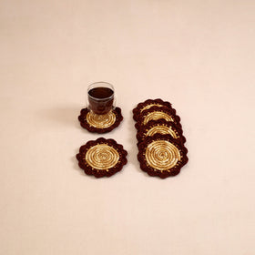 Handcrafted Crochet Work Eco-Friendly Wheat Grass Coasters (Set of 6) 02