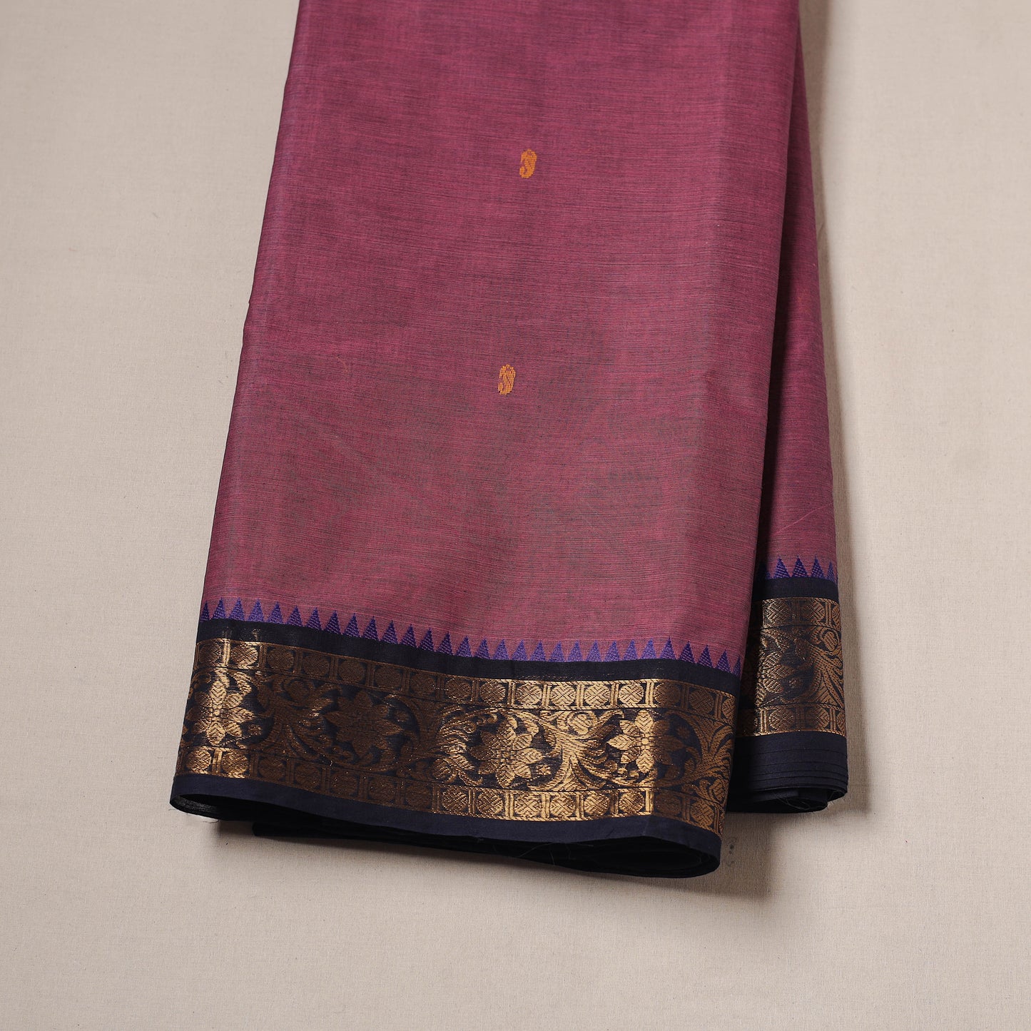 Pink - Kanchipuram Buti Cotton Fabric with Zari Border 14