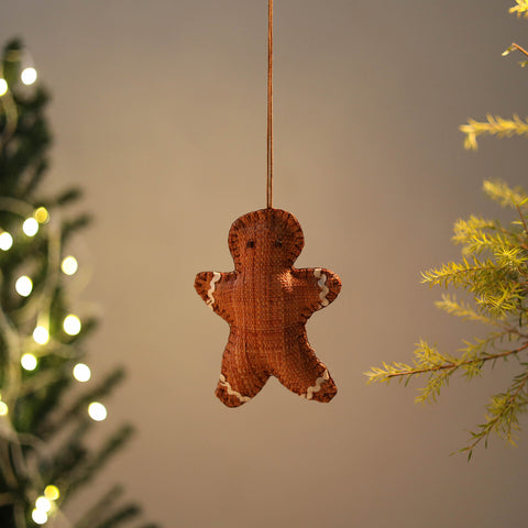 Gingerbread Man - Handcrafted Raffia Christmas Ornament 28