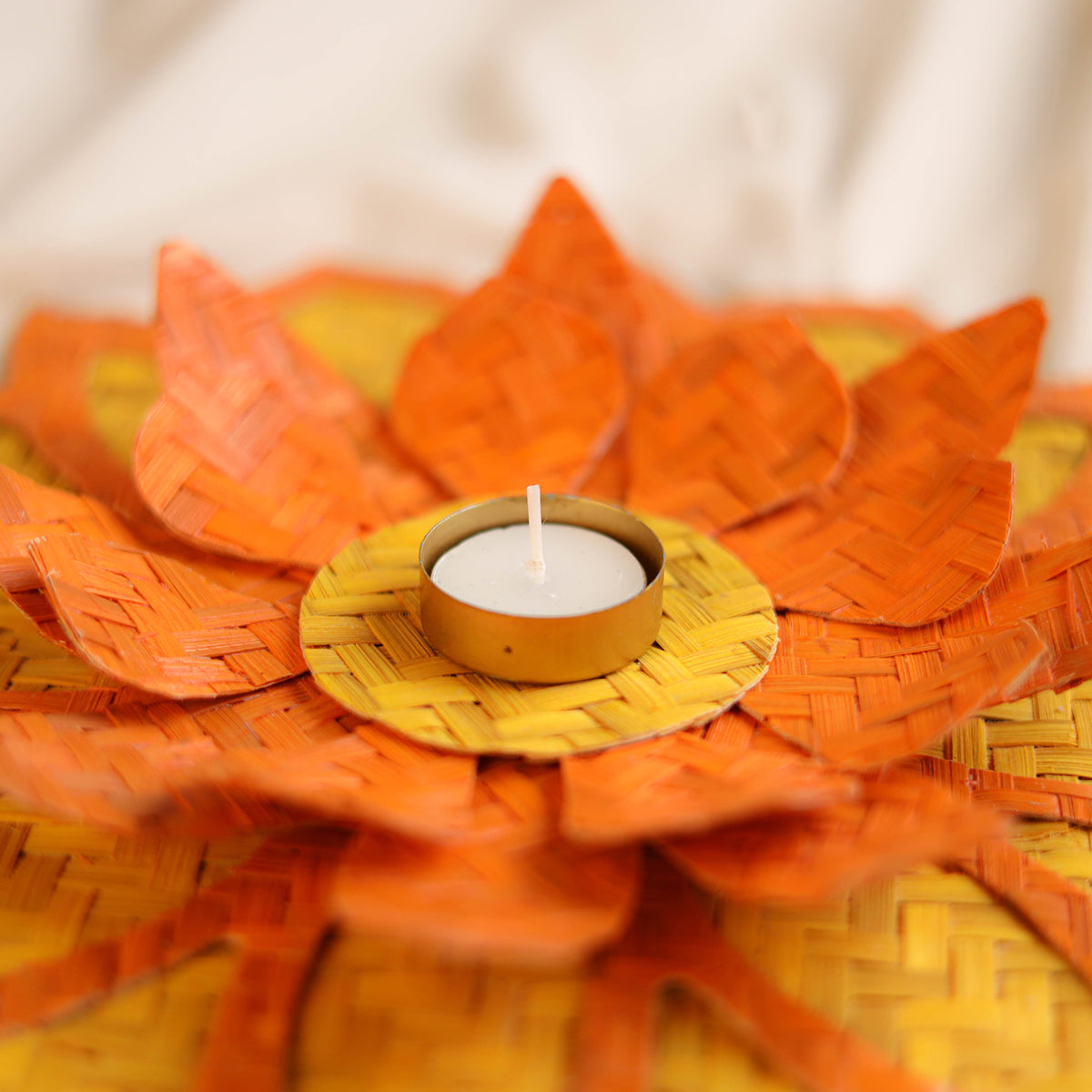 Greenkraft Handcrafted Bamboo Rangoli with Lotus Tealight Candle Holder 08