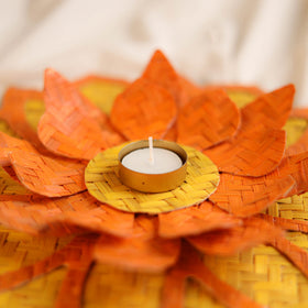 Greenkraft Handcrafted Bamboo Rangoli with Lotus Tealight Candle Holder 08