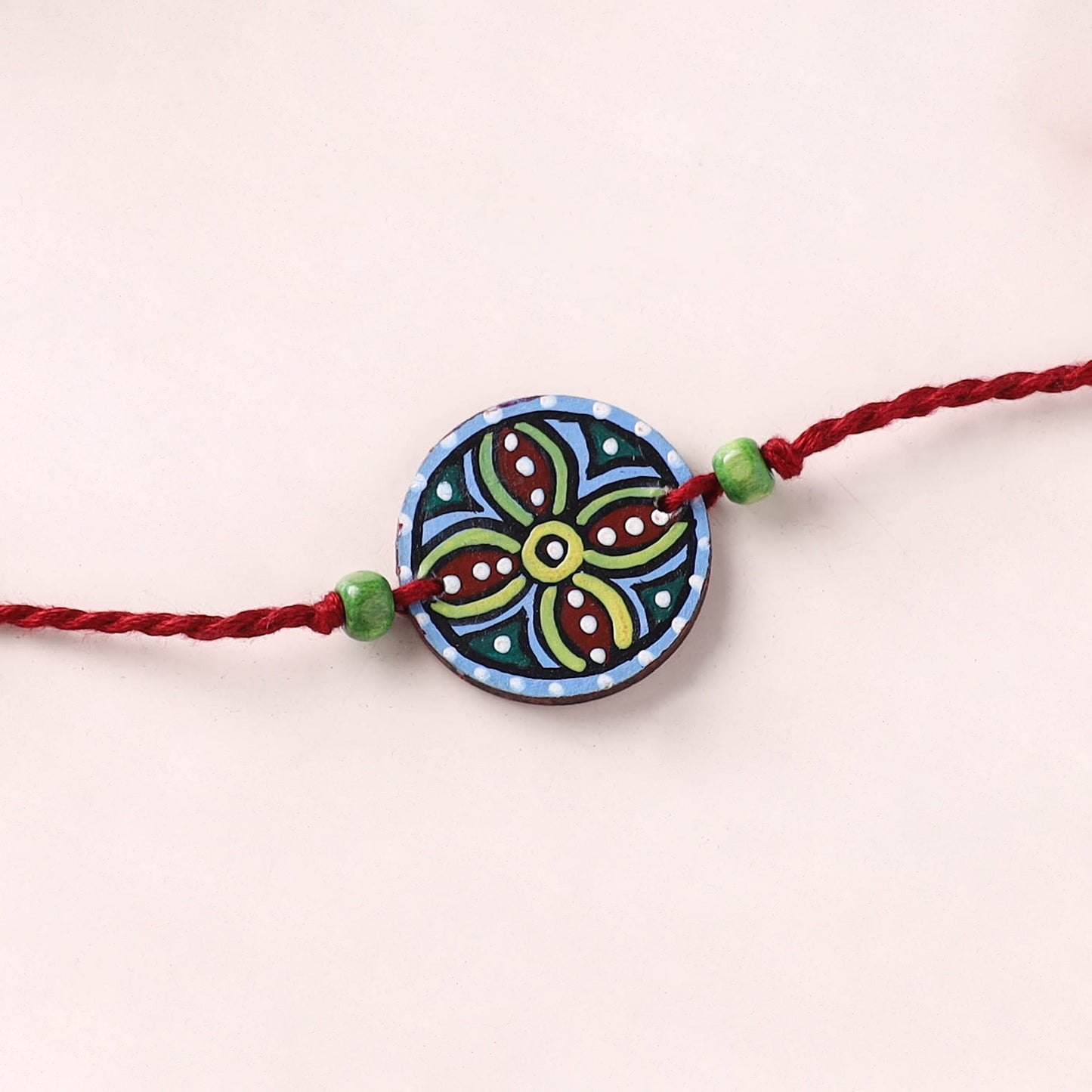Mandala Art Handpainted Wooden Rakhi 60